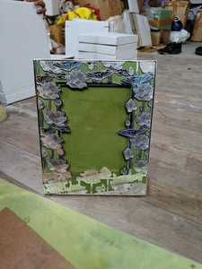 custom made laser cut and engraved <b>metal</b> <b>photo</b> <b>frames</b> with floral print. ideal for home decoration - Product Image 3