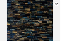 Mosaïque de pierres précieuses œil de tigre de qualité supérieure, artisanale, écologique, pour l'intérieur des salles de bain, jaune et bleu, rectangulaire, imperméable et durable