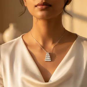 Pendentif en zircone cubique taille baguette argenté pour femme, bijoux en cristal, cadeaux, breloques - Product Image 1
