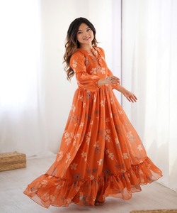 Georgette ผ้าชุด anarkali สำหรับนักออกแบบผู้หญิงดูมีลักษณะที่ดีสำหรับงานรื่นเริงและงานแต่งงาน - Product Image 4