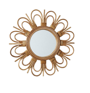 ของตกแต่งผนังสไตล์หรูหรากระจกหวายทำมือกระจกตกแต่งดอกไม้วินเทจสำหรับห้องนั่งเล่นบ้านโรงแรมสำนักงาน - Product Image 1