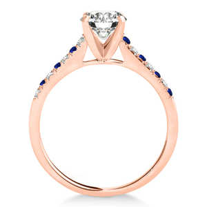 ชุดเครื่องประดับทองคำ 14k โรสโกลด์ ประดับเพชรทรงมรกตและไพลินสีน้ำเงิน แถวเดียว สำหรับงานแต่งงานและงานเลี้ยง 0.22 กะรัต - Product Image 2