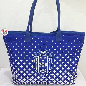 Bolsa de Mano de Poliéster Bordada con el Símbolo de la Hermandad Zeta Phi Beta para Mujer |   Bolso de Mano Personalizado con Bordado de la Hermandad ZPB para Mujer - Product Image 1