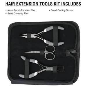 <b>Hair</b> Extension <b>Tools</b> Kit Micro Bead Opening & Closing Pliers Precision Mini Scissors Double Spring Crimping Pliers Salon <b>Tools</b> - Product Image 2