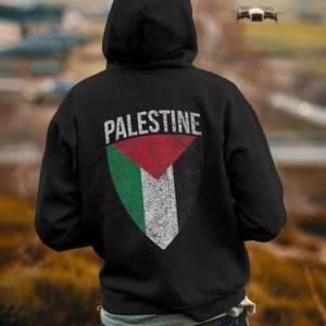 Sweat à capuche d'hiver 100% coton lourd Palestine Impression numérique personnalisable Impression 3D Logo brodé sur le devant Coupe ample - Product Image 2