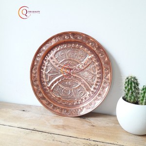 ถาดเสิร์ฟทองแดงถาดเสิร์ฟแบบกลมเคลือบหรูหราอุปกรณ์โรงแรมงานแฮนด์เมดดีไซน์เนอร์ขายส่ง - Product Image 3