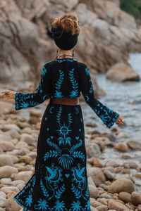 Kimono largo con bordado Floral para mujer, ropa personalizada, cárdigan, 2022 algodón, para playa, 100% - Product Image 4