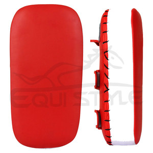 Customized Muay Thai Pads for <b>Men</b> and Women White Red Kicking Shield Boxing <b>Punching</b> Genuine Leather Padded Workout Focus Pad - Product Image 1