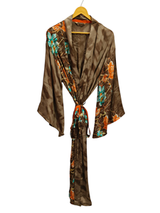 Robe indienne Floral soie Sari Kimono Vintage Sari Robe douce plage Robe de soirée indien fait à la main Kimono en soie - Product Image 2