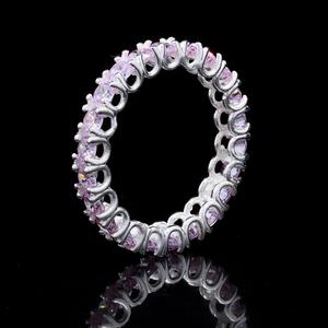 Bague d'éternité pour femme en argent sterling 925 Boho Designer classique violet améthyste pierre précieuse plaqué rhodium réglage de broche mariage - Product Image 6