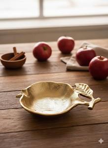 Elegante Tazón con Forma de Granada con Acabado Dorado para Servir Frutos Secos, Decoración de Mesa de Centro y Presentación de Regalos Premium de la India - Product Image 3