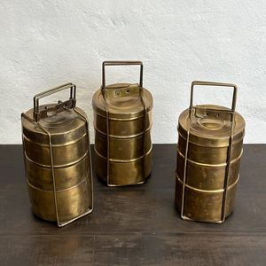 Reusable brass tiffin <b>container</b> with leak proof design ideal for packing different meals <b>snacks</b> or desserts - Product Image 2