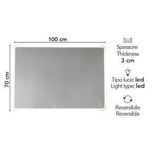 Integrated <b>LED</b> <b>Lighting</b> 100x70 Sandblasted Edge <b>Mirror</b> - Product Image 2