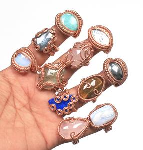 Wholesale Brass Multi Assorted Gemstone <b>Crystal</b> Macrame Copper Wire Statement Dainty <b>Ring</b> Fashion Jewelry <b>Crystals</b> <b>Ring</b> Lots - Product Image 1
