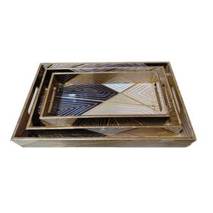 Nueva llegada caliente diseño de madera venta caliente con esmalte impreso servir vajilla boda decoración bandeja del fabricante de la India - Product Image 6