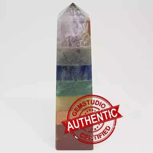 7 Chakra Obélisque Petite Taille Noir Obsidienne Crayon Tour Cristal Poli Sculpté Feng Shui Gravure pour Cadeau D'affaires - Product Image 4