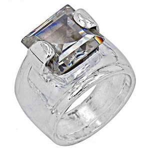 Bague en or rose plaqué, design géométrique tendance, zircone cubique avec technologie d'incrustation en émeraude, bijoux pour femmes, cadeau - Product Image 2