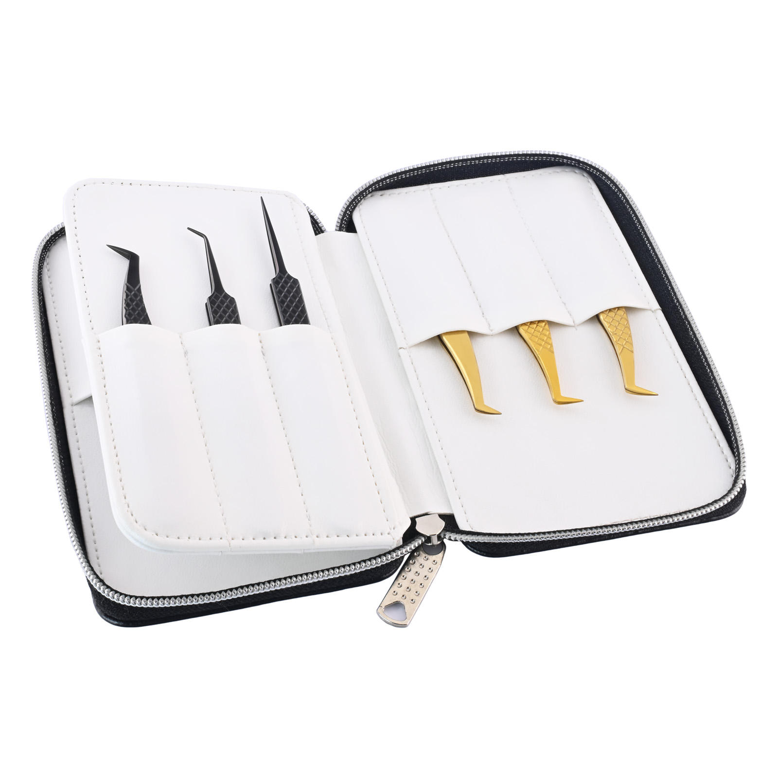 Black with silver zip