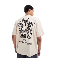 T-shirt Homme 100% Coton 220 g/m² Coupe Oversize Boxy Impression Personnalisée Sérigraphie Design Lourd Logo DTG Taille US/UK Vente en Gros OEM/ODM Col Rond