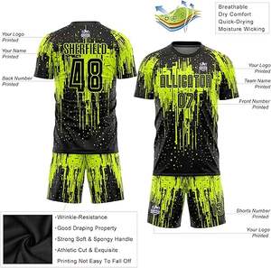 Maillots de football personnalisés pour adultes, très demandés, 100 % polyester, imprimés par transfert thermique, manches courtes, unisexe, séchage rapide, classique - Product Image 3