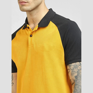 Polo de hombre de algodón 100% al por mayor, tejido de punto cómodo, hombro raglán, bloque de color ajustado, informal, estampado sólido - Product Image 4