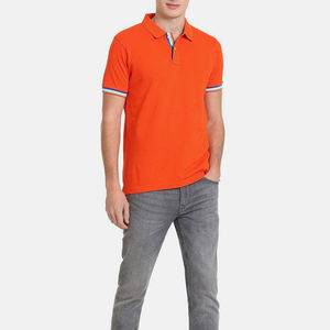 Nueva Llegada, Camisas para Hombre, Tejido de Punto, Logotipo Personalizado Impreso, Alta Calidad, Transpirable, Casual, Manga Corta, Naranja - Product Image 6