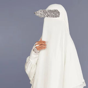 Vestido Abaya Islámico Recto y Modesto de Alta Calidad para Mujer, 100% Seda Chifón, Tela Personalizada, Adorno de Pedrería, Talla Grande - Product Image 4