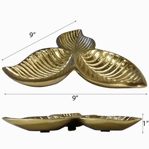 Plateau de rangement Dryfruits et plateau design de feuilles Vente à chaud de plateaux à chocolat en aluminium massif coulé à la main pour l'Aïd et le Ramadan - Product Image 5