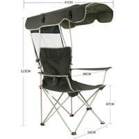 Chaise de plage avec auvent de protection solaire, support 330 LBS, chaise de camping pliable avec auvent et porte-gobelet, poche latérale pour le camping, la plage, la pêche