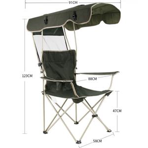 Silla de Playa con Toldo, Soporta 330 Libras, Silla Plegable para Camping con Toldo y Portavasos, Bolsillo Lateral para Campamento, Playa, Pesca - Product Image 3