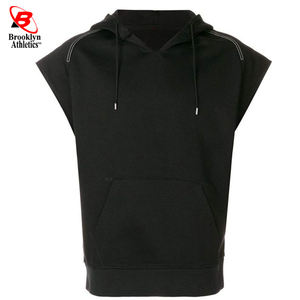 Sweat à capuche sans manches 100% coton pour hommes Logo personnalisé imprimé American Fitness Sports Outerwear Stand Collar Winter Loosefit Design - Product Image 1