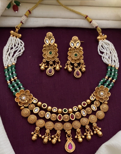 Collier traditionnel indien de qualité supérieure avec de magnifiques boucles d'oreilles pour femmes, parfait pour les fonctions de mariage, les occasions festives - Product Image 1