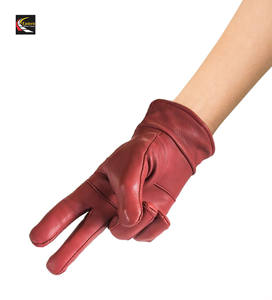 Guantes de Invierno para Mujer y Niña, Personalizados, de Piel de Oveja Color Granate, Transpirables, Ecológicos, Casuales, para Exteriores, con Pantalla Táctil, Cálidos - Product Image 3