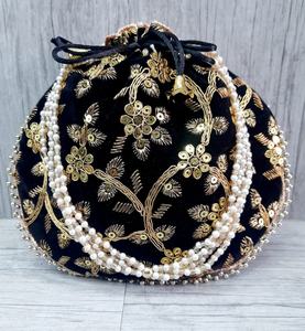 Indien Vintage mode Potli sacs pour femmes à la main doré broderie retour cadeau faveur de mariage Mehndi faveur serrure décoration - Product Image 4