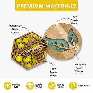 Juegos de posavasos a granel Almohadillas de mesa de madera de resina en diseños modernos cuadrados y redondos - Product Image 4