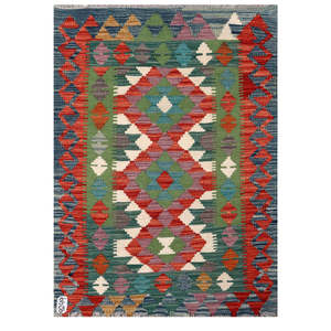 Alfombra Kilim de Maimana, Afganistán, 113 x 81 cm, Producto para Colgar en la Pared - Product Image 1