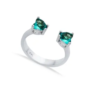 Bague réglable en argent sterling 925, design luxueux en forme de cœur, pierre de zircon Paraiba, pour mariage et fête, bijoux fins faits à la main - Product Image 1