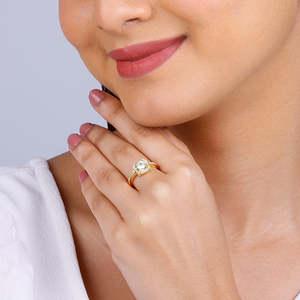 แหวนเพทายนูนสีทอง18K สุดอินเทรนด์แหวนทองแดงอัลลอยด์อัญมณีรูปตัวเลขเทคโนโลยีรูปตัวอักษร - Product Image 2