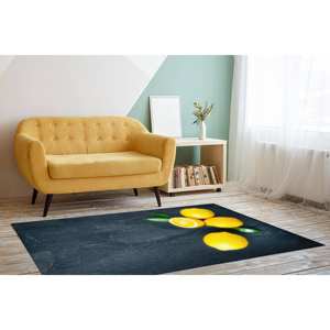 Tapis de cuisine à motif citron : Tapis d'appoint intérieur tendance, tapis doux non tissé - Product Image 4