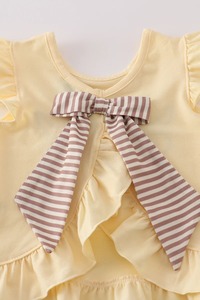 Highland Cow Applique Ruffle Bloomer Set Cute Farm Animal Design Traje de dos piezas para bebés Niñas Verano ODM Suministro para niños - Product Image 4