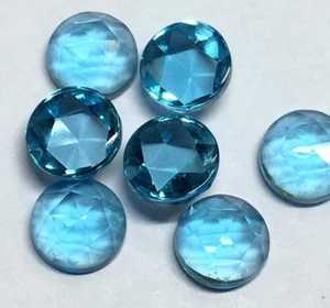 Topacio azul cielo natural, forma redonda, 9mm, Topacio Azul, piedra preciosa cortada en rosa para la fabricación de joyas - Product Image 1