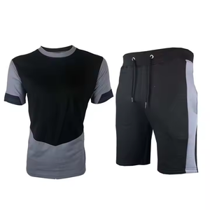 Conjunto de camisas y pantalones cortos de verano transpirables de secado rápido para hombre, camisetas y pantalones cortos de manga corta de tela de punto con logotipo impreso personalizado - Product Image 5