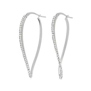 Pendientes de Aro Estilo Ola de Alta Calidad al por Mayor, Blancos con Cristales, Chapados en Oro de 18K, Plata de Ley 925 - Product Image 2