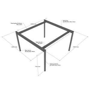 Système OMA II HCOM210, table de 120x120 cm, design minimaliste, pieds en métal, pour table de regroupement 2 personnes - Product Image 4