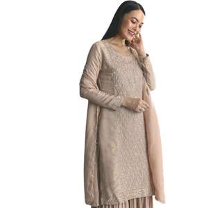 Gold <b>Tissue</b> Kurta Sharara Set with Beads and Sequins for Wholesale <b>Wedding</b> Receptions Bridal Events and Custom Premium Festive - Product Image 2