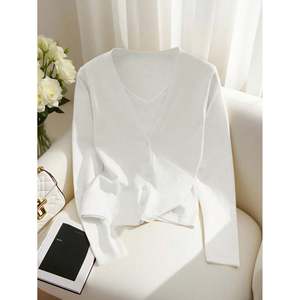 Women's Long Winter Print V-Neck Button-Front <b>Cardigan</b> - Product Image 5
