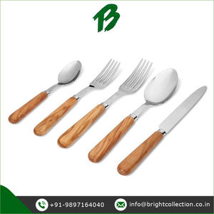 Diseño de lujo de la mejor calidad con logotipo personalizado Juego de cubiertos de acero inoxidable con mango de madera disponible para la venta - Product Image 2