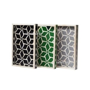 Admirable diseño hueso incrustaciones trabajo bandeja de comida más alta calidad rectángulo forma postre bandeja para servir a la venta - Product Image 2