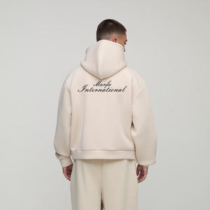 เสื้อฮู้ดดี้ผ้าเฟรนช์เทอร์รี่ 100% คอตตอน คุณภาพสูง หนานุ่ม น้ำหนักมาก เหมาะสำหรับฤดูหนาว รับสกรีนโลโก้ สีเบจล้วน สไตล์สตรีทแวร์ ขายส่ง - Product Image 2