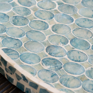 Gran oferta, bandeja de servicio de ratán azul, bandejas naturales hechas a mano con incrustaciones de nácar para desayuno de té y decoración del hogar - Product Image 3